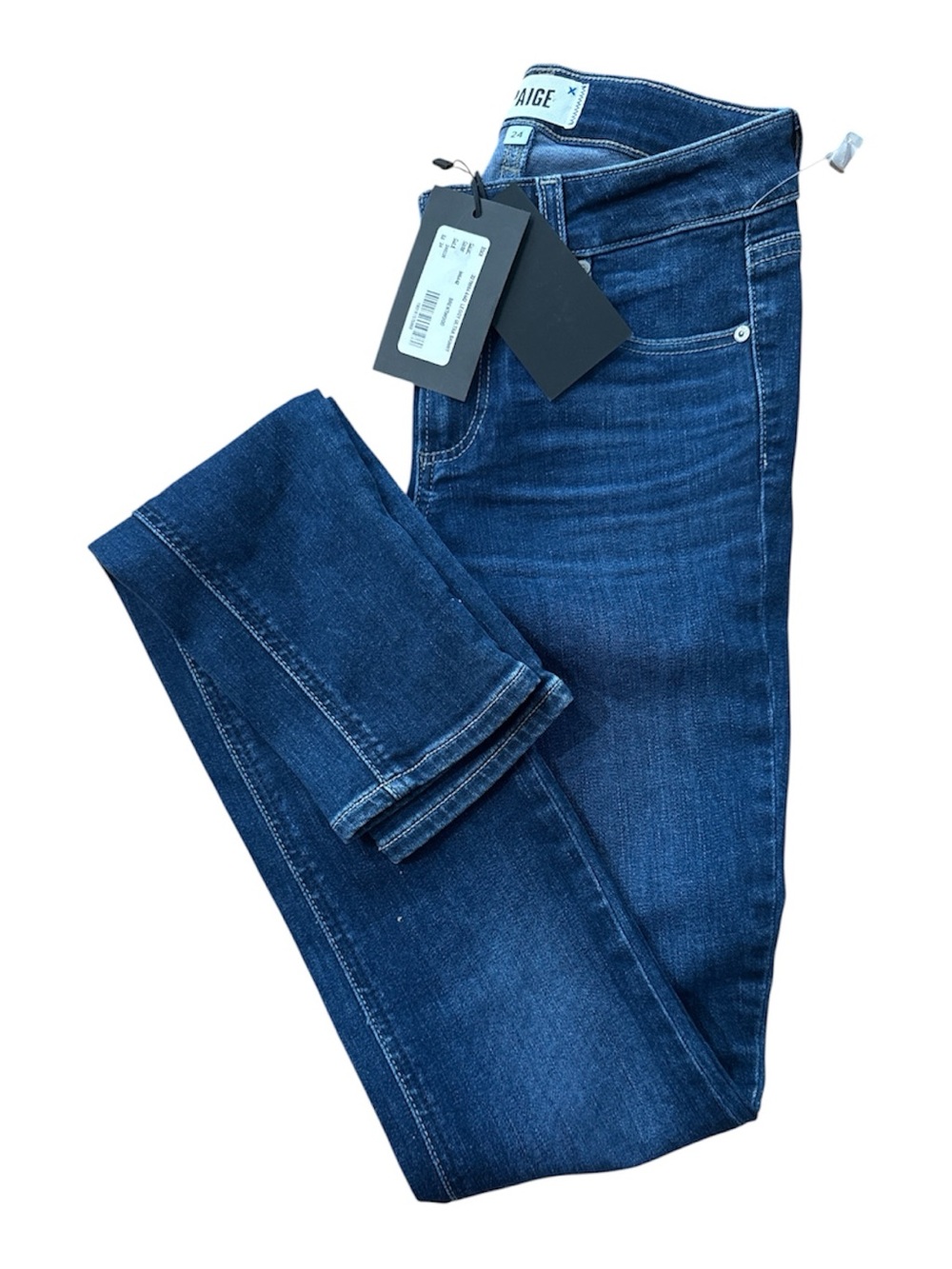 NWT PAIGE Dark Blue Stretch Skinny Jeans size 24